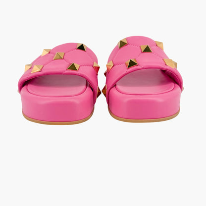 Valentino Garavani Roman Stud Platform Slide Sandals Pink Size 39