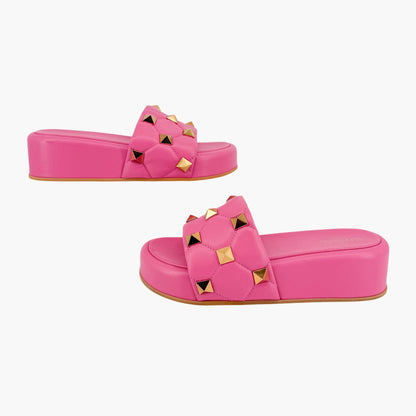 Valentino Garavani Roman Stud Platform Slide Sandals Pink Size 39