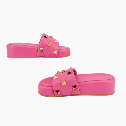 Valentino Garavani Roman Stud Platform Slide Sandals Pink Size 39