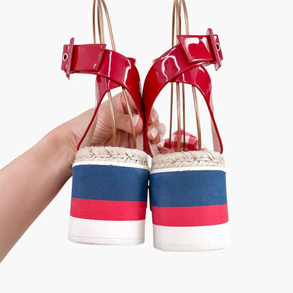 Gucci Sefir Espadrille Flatform Sandals in Red Gingham Size 38