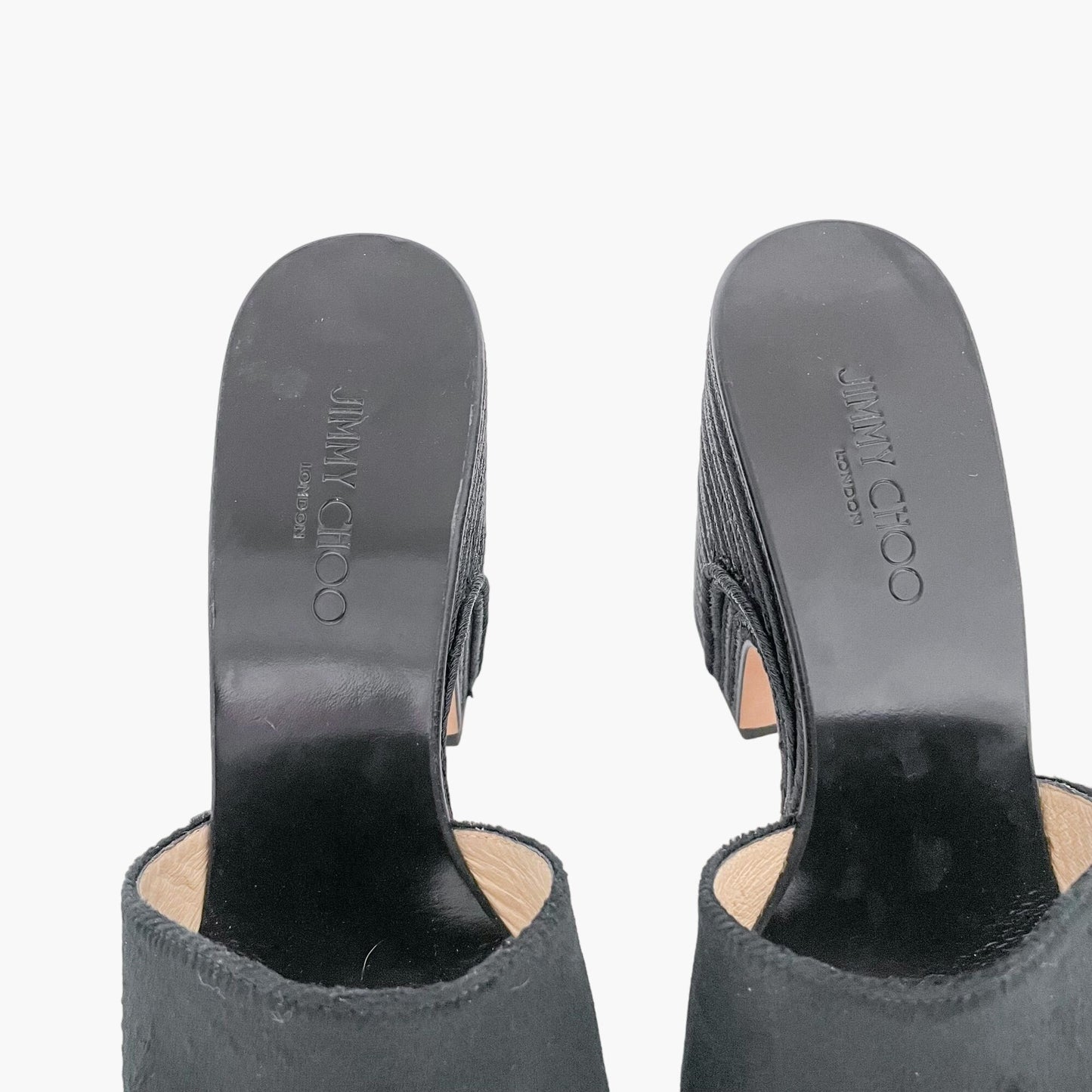 Jimmy Choo Deedee 125 Platform Mule Sandals in Black Liquid Velvet Size 36.5