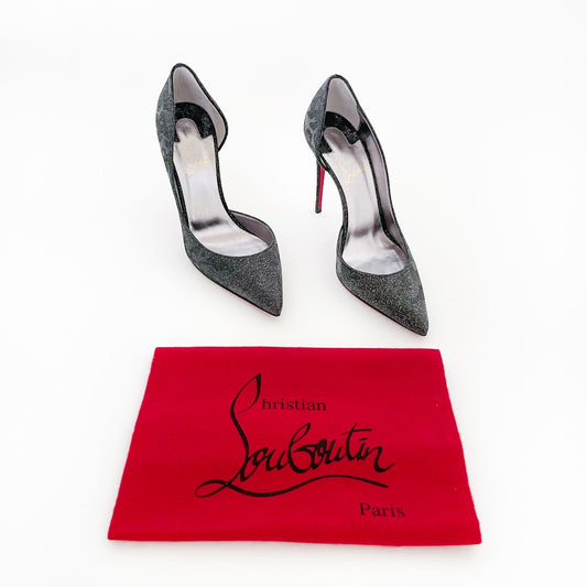 Christian Louboutin Iriza 100 Pumps in Black Flinstar Size 36.5