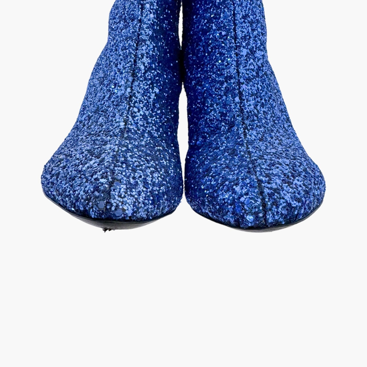 Saint Laurent Lou 95 Ankle Boots in Blue Glitter Size 37.5