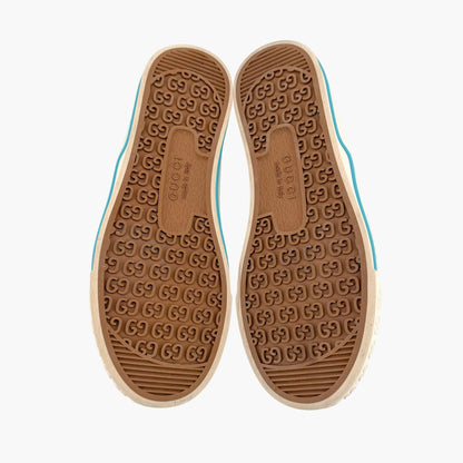 Gucci Tennis 1977 High Top Sneakers Blue GG Canvas Size 37