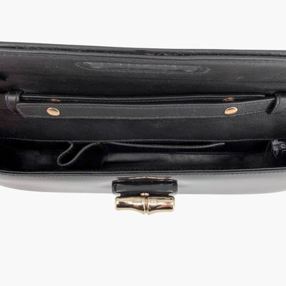 Gucci Bamboo Night Black Leather Chain Clutch