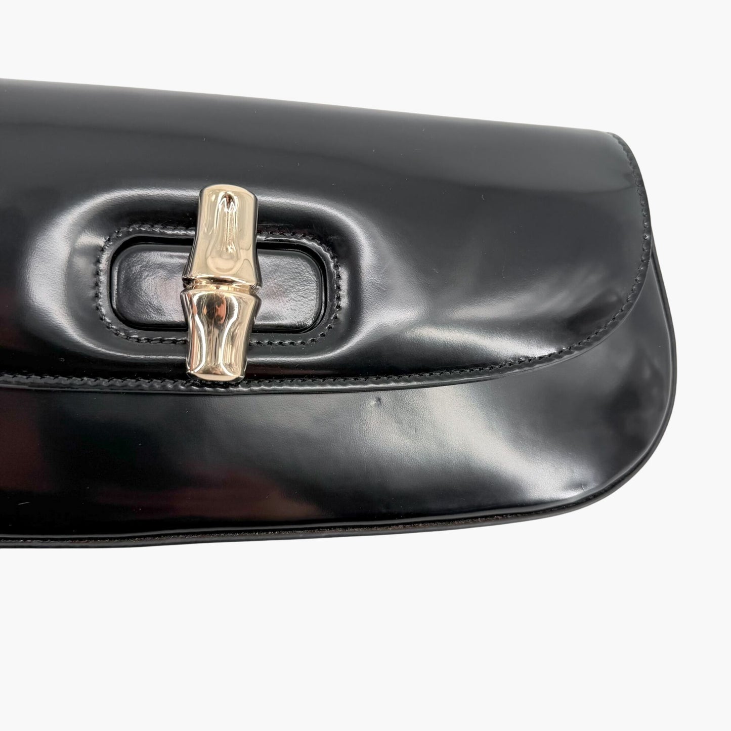 Gucci Bamboo Night Black Leather Chain Clutch