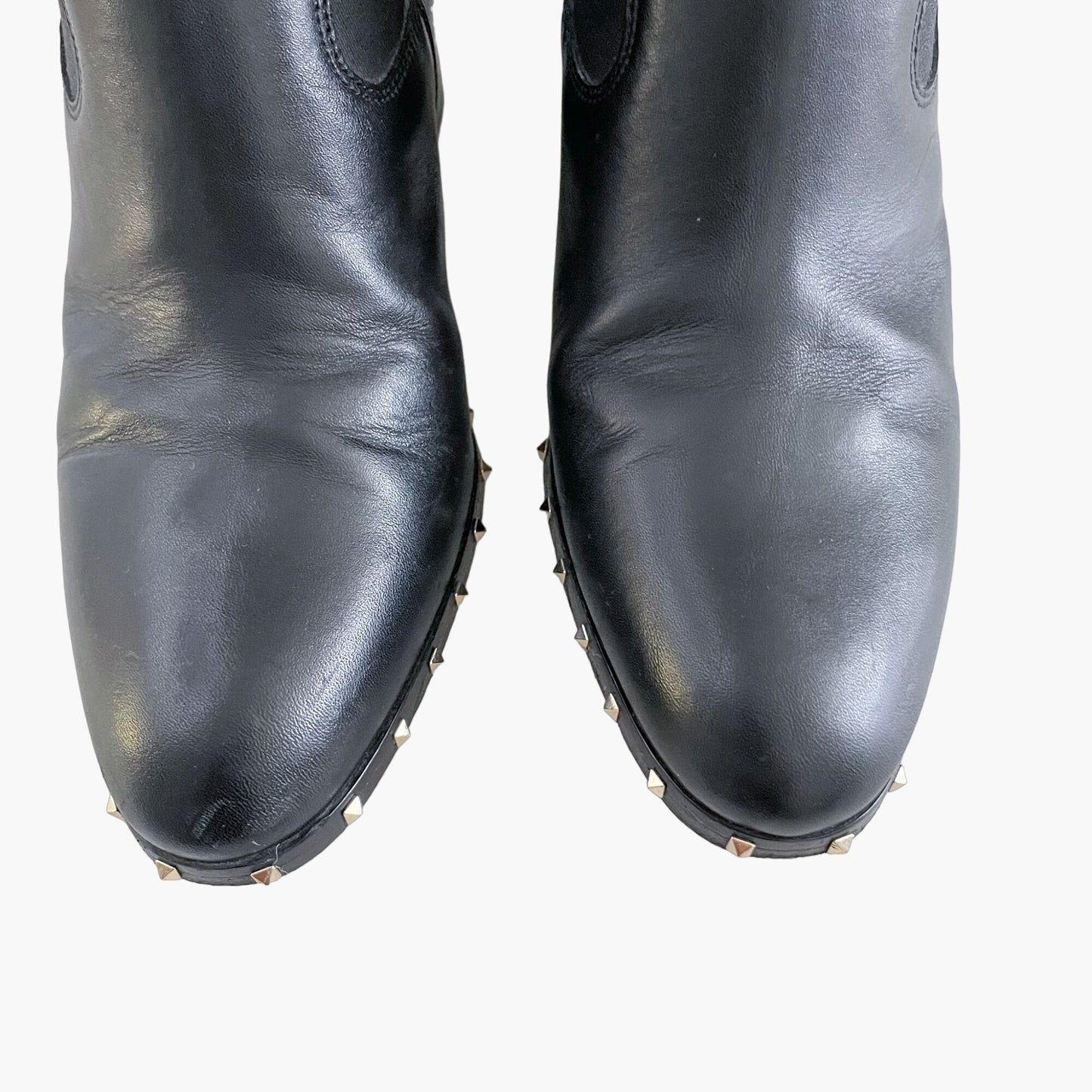 Valentino Garavani Soul Rockstud Chelsea Boot in Black Leather Size 37.5