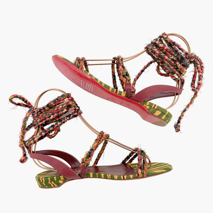 Christian Louboutin Maryam Lace Up Braided Sandals Size 37