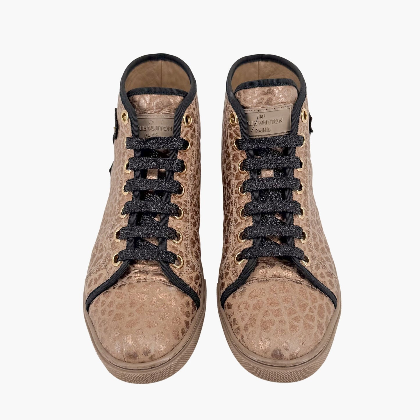 Louis Vuitton Punchy LV High Top Sneakers Gold Size 37.5