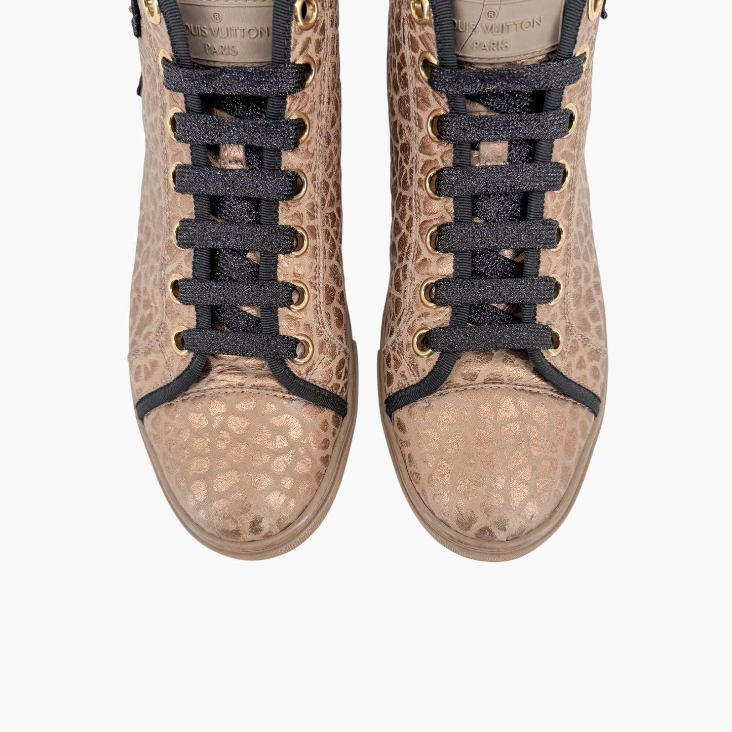 Louis Vuitton Punchy LV High Top Sneakers Gold Size 37.5