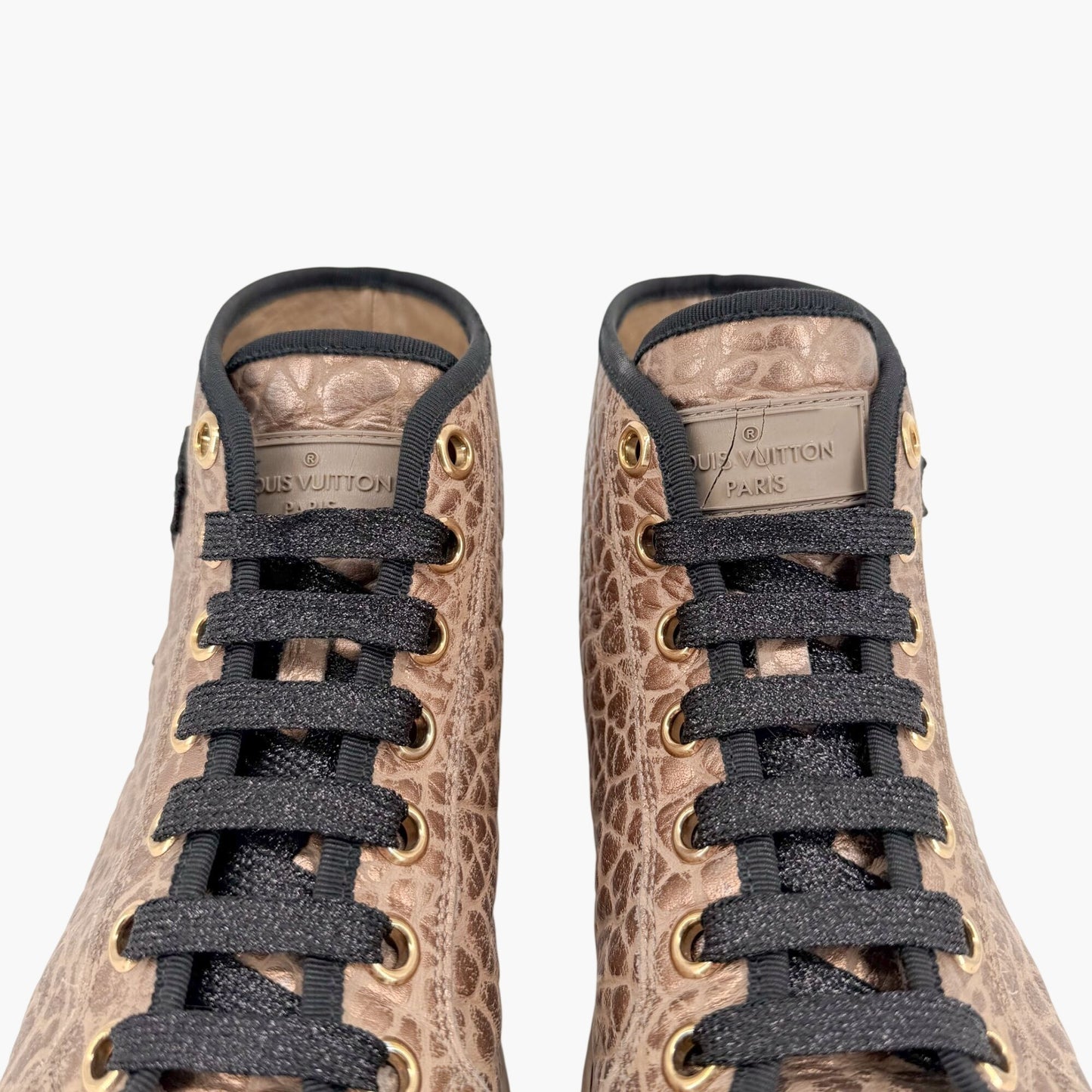 Louis Vuitton Punchy LV High Top Sneakers Gold Size 37.5