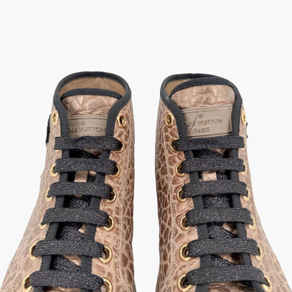 Louis Vuitton Punchy LV High Top Sneakers Gold Size 37.5