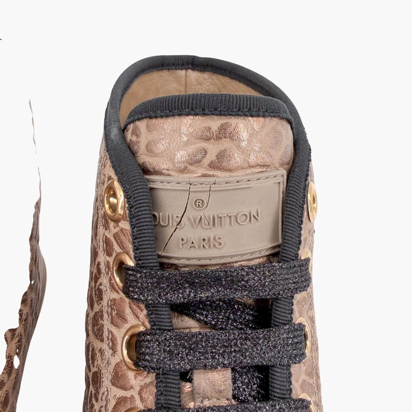 Louis Vuitton Punchy LV High Top Sneakers Gold Size 37.5