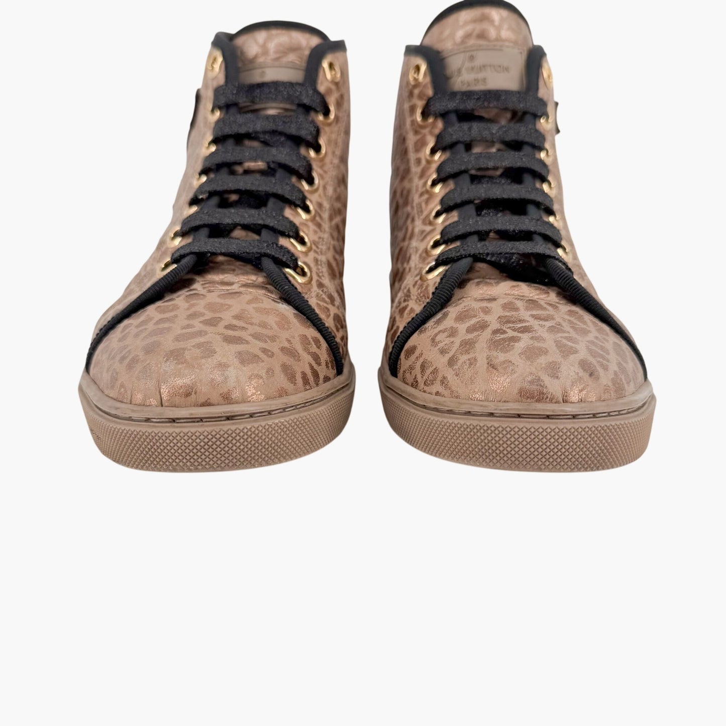 Louis Vuitton Punchy LV High Top Sneakers Gold Size 37.5