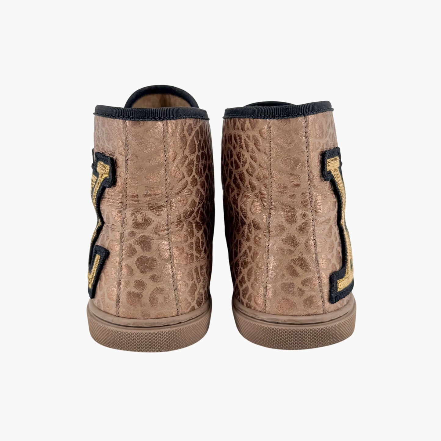 Louis Vuitton Punchy LV High Top Sneakers Gold Size 37.5