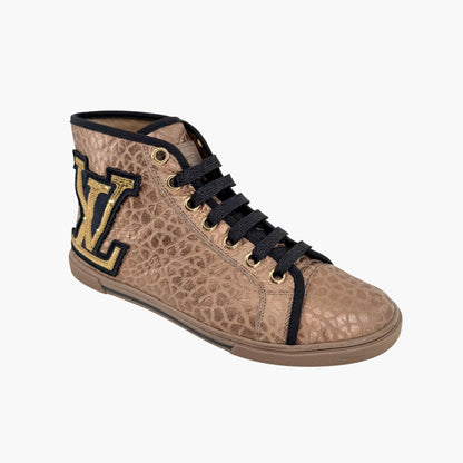 Louis Vuitton Punchy LV High Top Sneakers Gold Size 37.5