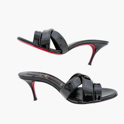 Christian Louboutin Simply Me 70 Sandals in Black Patent Size 37