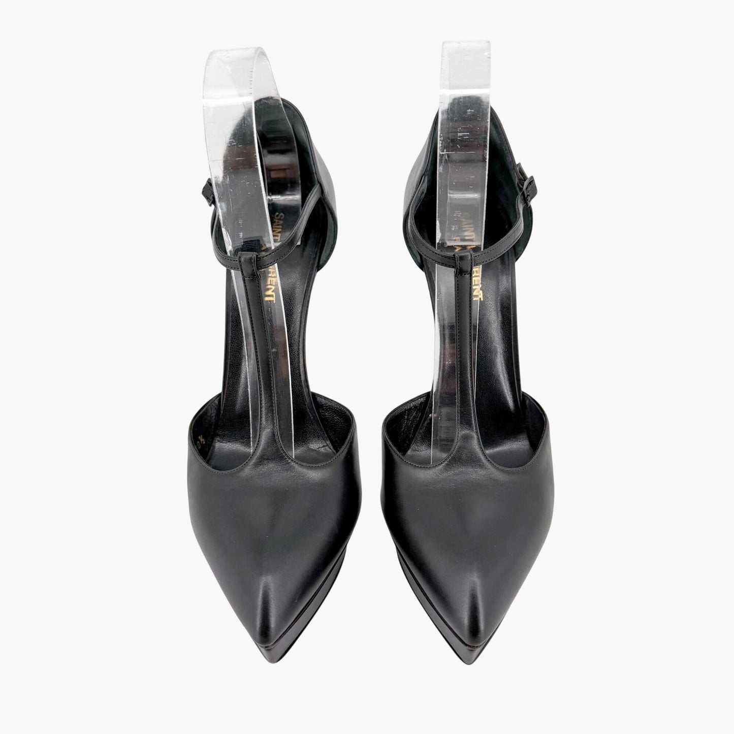 Saint Laurent Janis T Strap Platform Pumps Black Size 40.5
