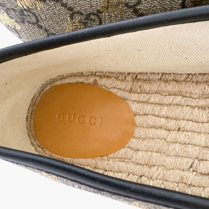 Gucci Pilar Espadrille Flats in Beige Bee GG Monogram Canvas Size 42