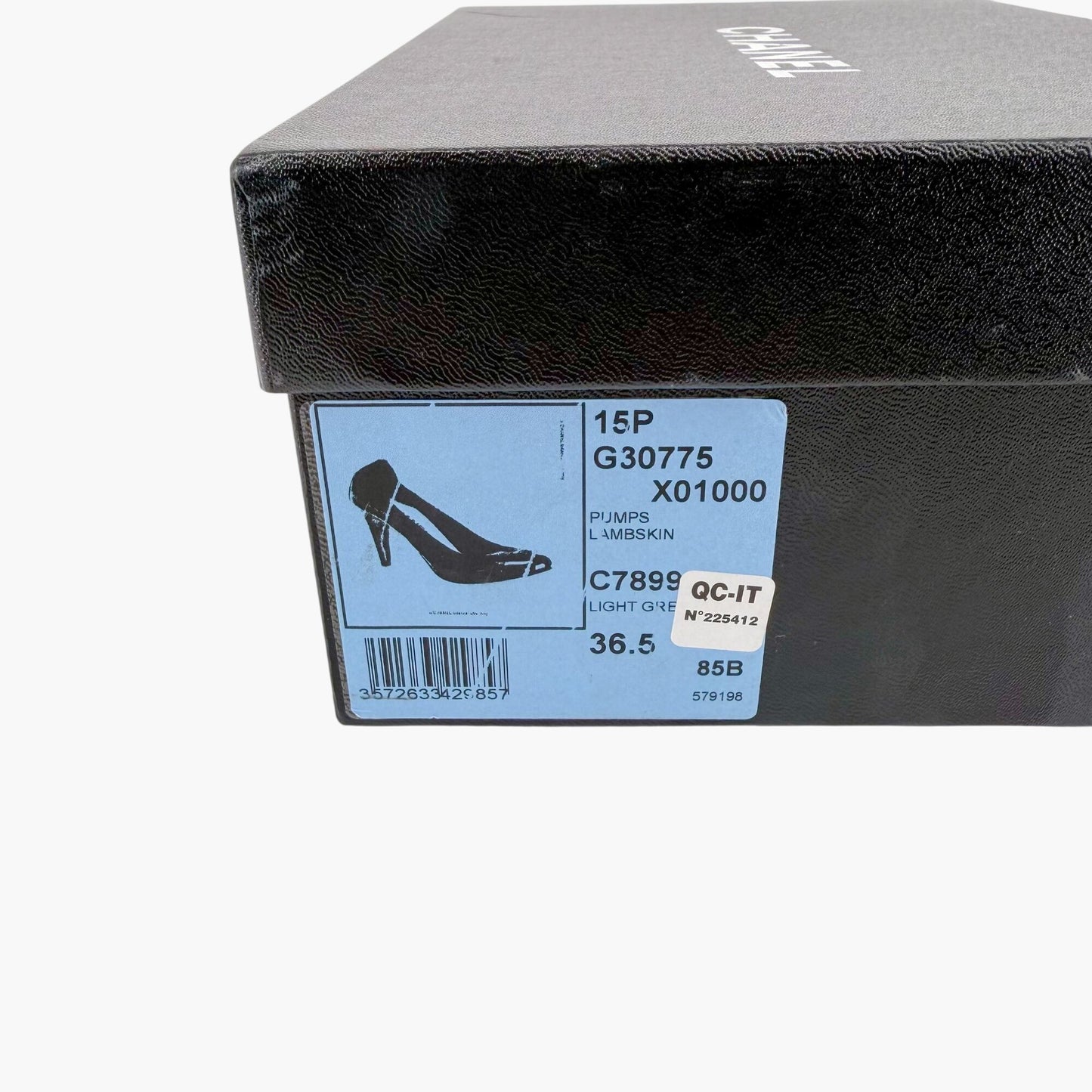 Chanel CC Cap Toe Elastic Pumps Green Gray Size 36.5