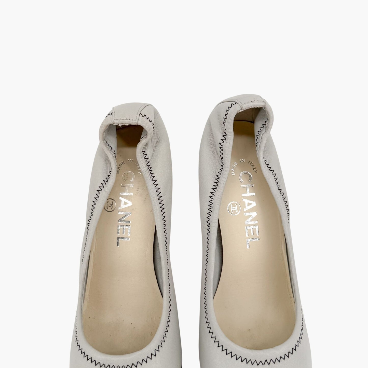 Chanel CC Cap Toe Elastic Pumps Green Gray Size 36.5