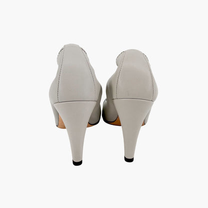 Chanel CC Cap Toe Elastic Pumps Green Gray Size 36.5