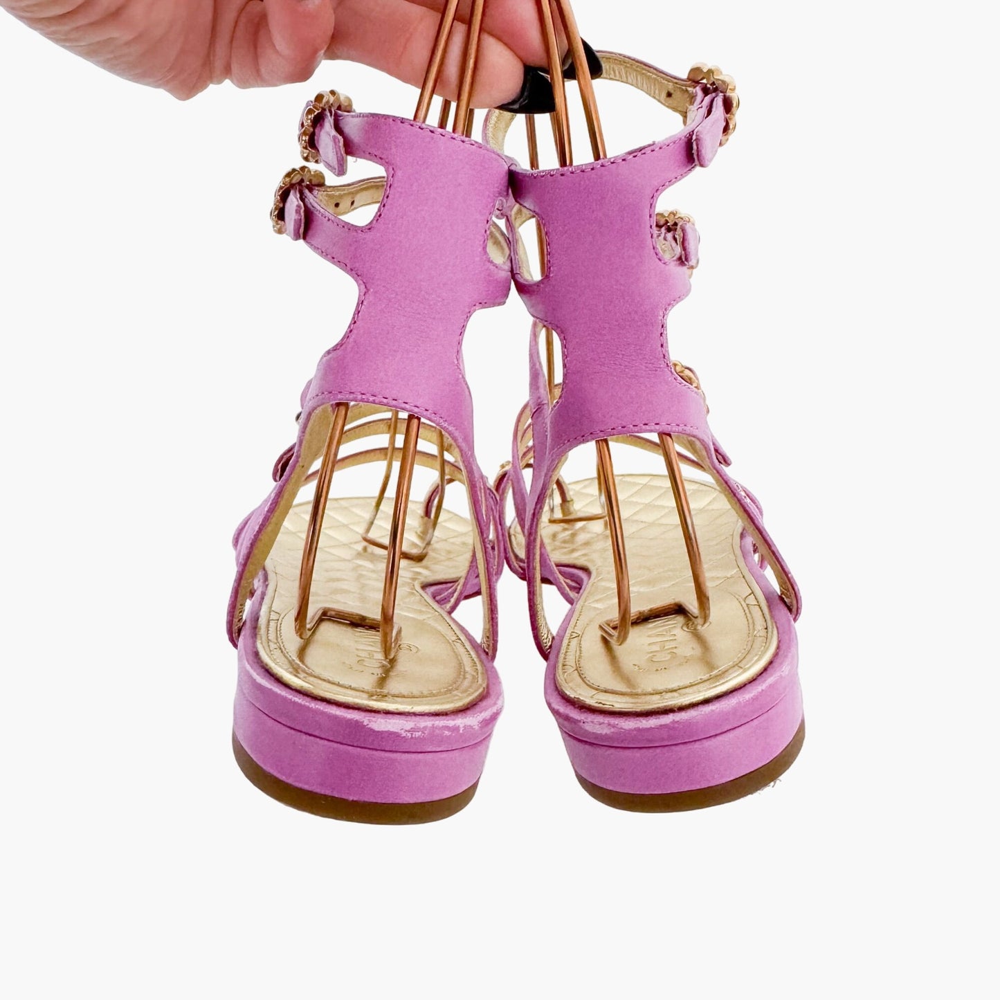 Chanel Toe Ring Gladiator Sandals in Purple Size 39