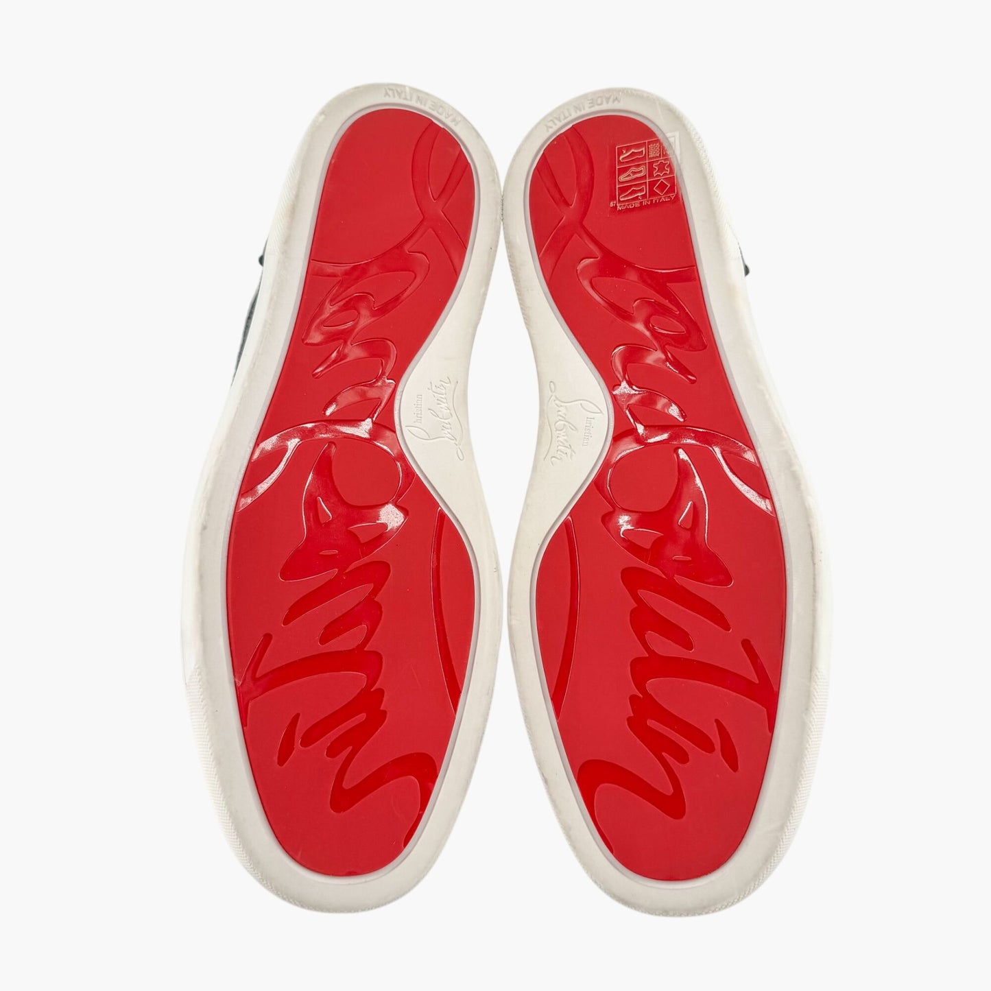 Christian Louboutin Louis Strass High Top Crystal-Embellished Sneakers in Metallic Navy Size 39