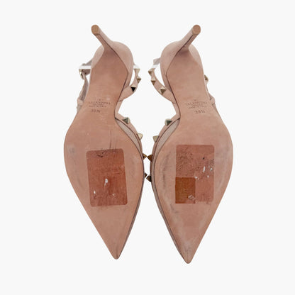 Valentino Garavani Rockstud Slingback Pumps in Beige Mesh Size 39.5
