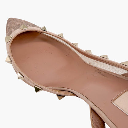 Valentino Garavani Rockstud Slingback Pumps in Beige Mesh Size 39.5