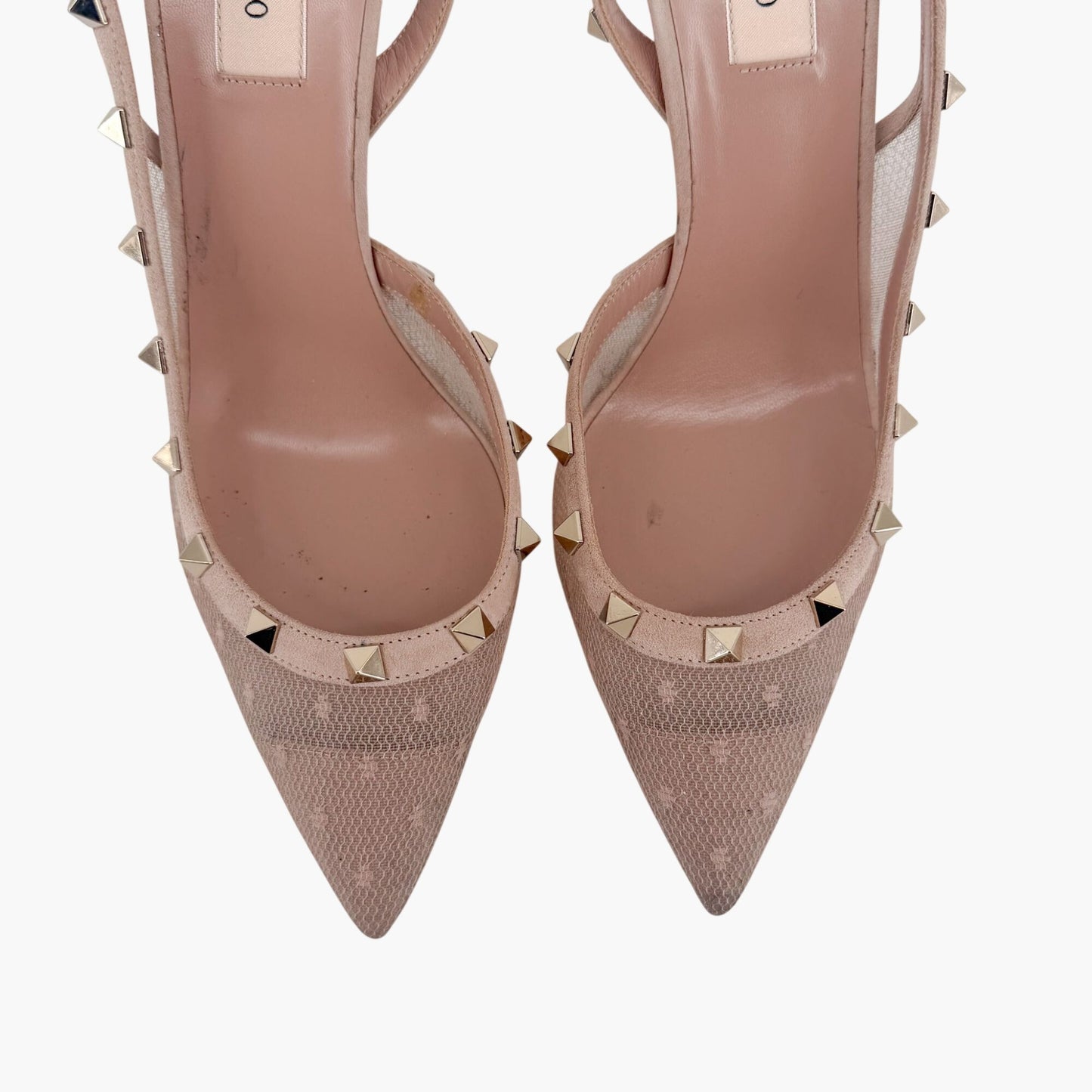 Valentino Garavani Rockstud Slingback Pumps in Beige Mesh Size 39.5