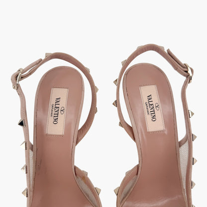 Valentino Garavani Rockstud Slingback Pumps in Beige Mesh Size 39.5