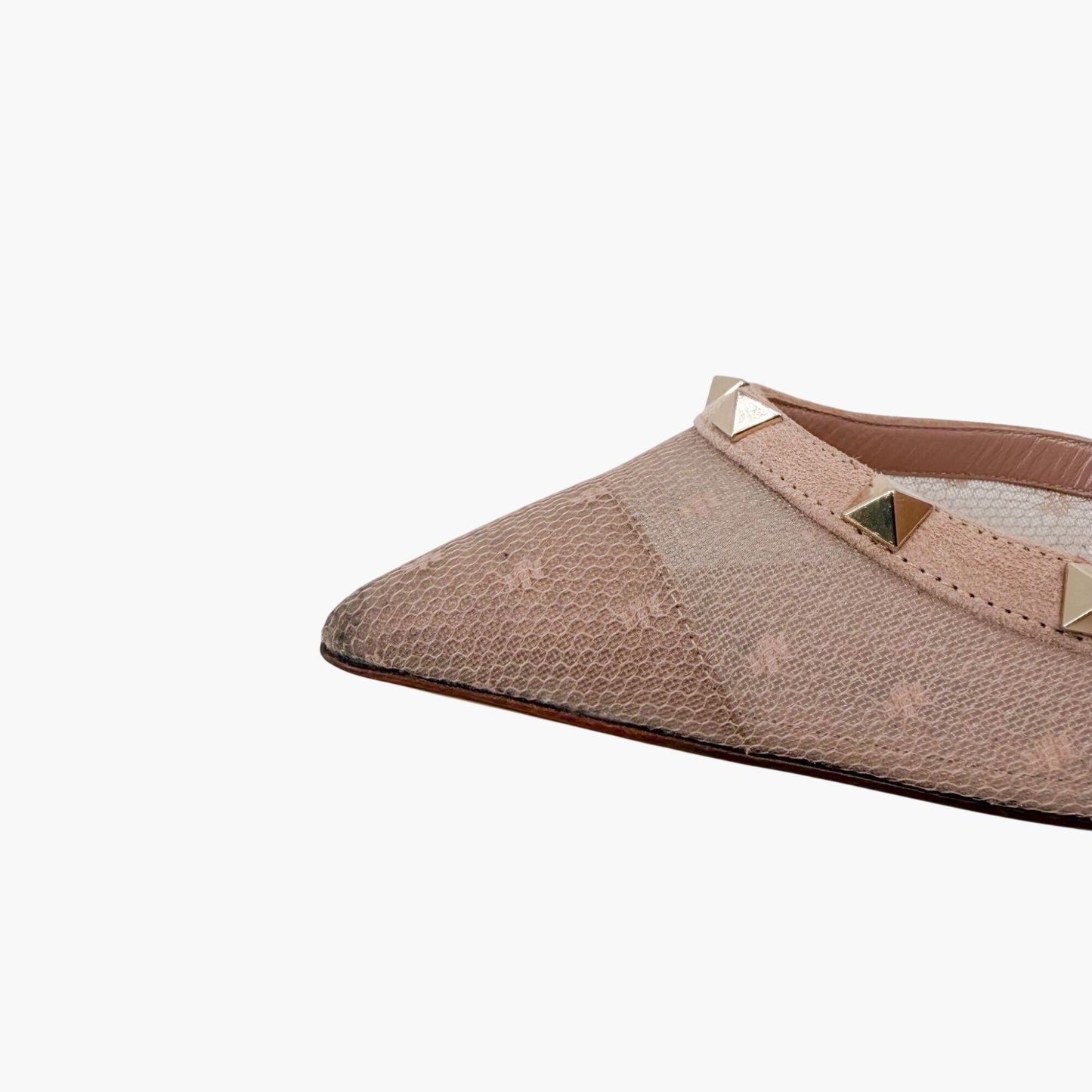 Valentino Garavani Rockstud Slingback Pumps in Beige Mesh Size 39.5