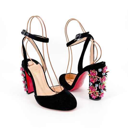 Christian Louboutin Madonaflor 100 Embellished Velvet Pumps – Size 38
