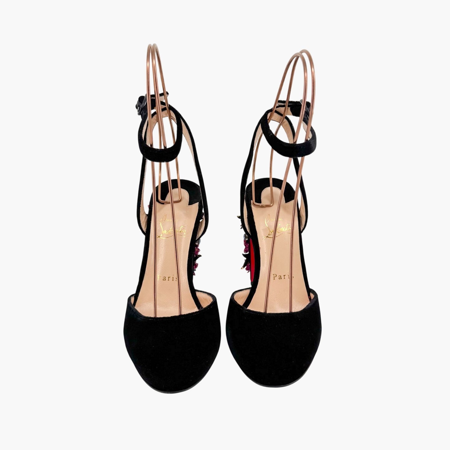 Christian Louboutin Madonaflor 100 Embellished Velvet Pumps – Size 38