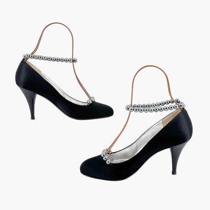 Chanel Vintage Pearl Ankle Strap Pumps in Black Satin – Size 38