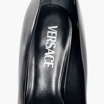 Versace Black Leather Tempest Platform Pumps Size 37