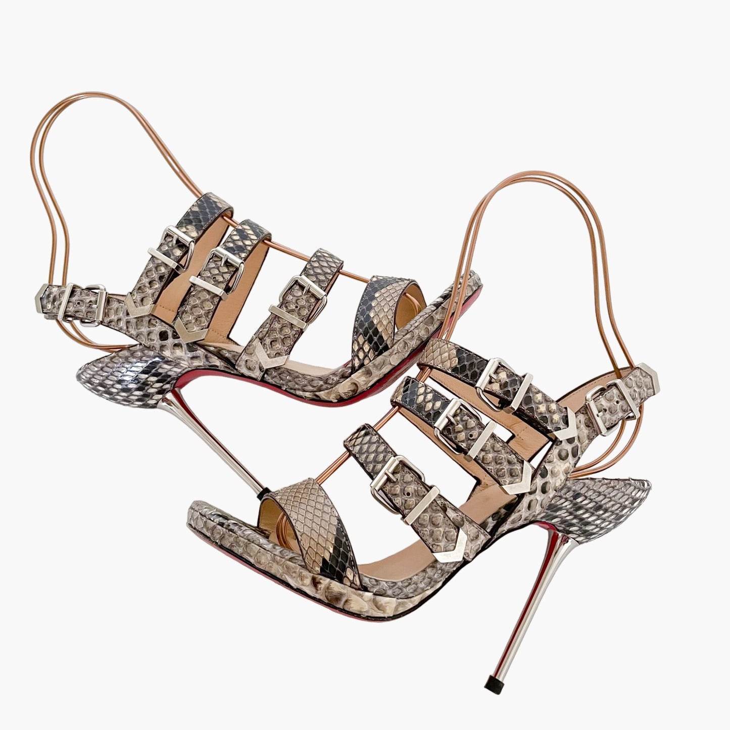 Christian Louboutin Funky 120 Sandals in Snake Print Size 37.5