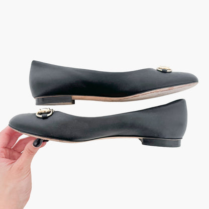 Gucci Horsebit Ballet Flat in Black Leather Size 40.5