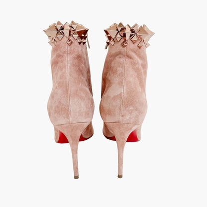 Christian Louboutin Firmamma 85 Booties in Courtisane (Rose Beige) Suede Size 38