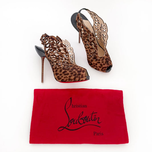 Christian Louboutin Markesling 120 Booties in Leopard Pony Hair Size 38