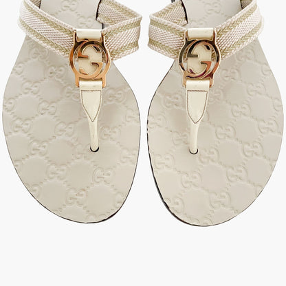 Gucci GG Thong Sandals in Ivory Size 41