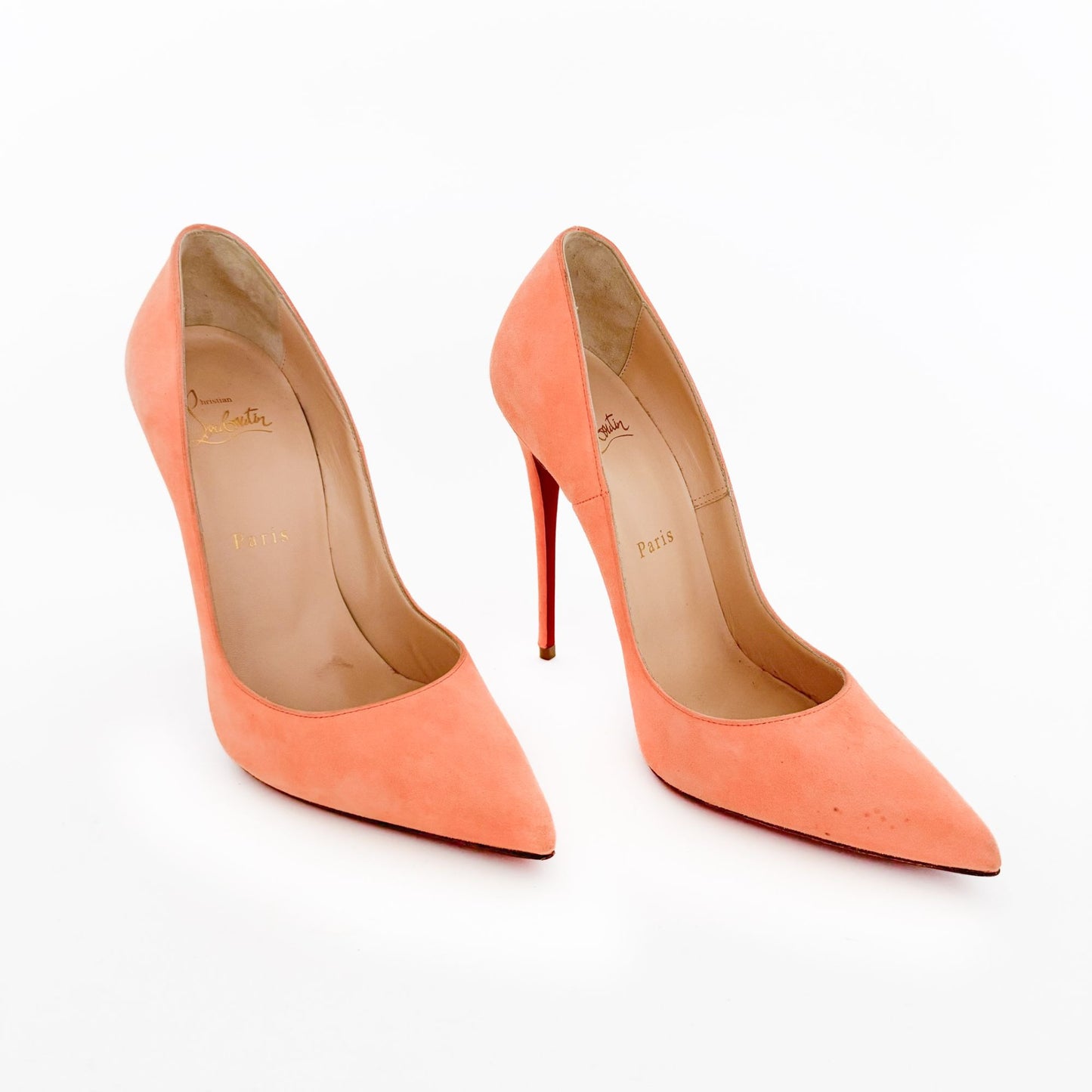 Christian Louboutin So Kate 120 Pumps in Orange Suede Size 38