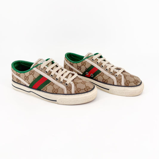 Gucci Tennis 1977 Sneakers Beige GG Canvas Size 37.5
