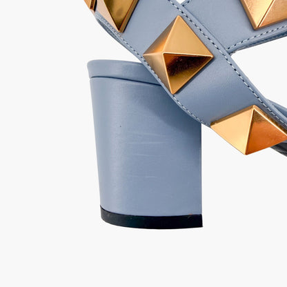 Valentino Garavani Roman Stud Blue Leather Sandals Size 39