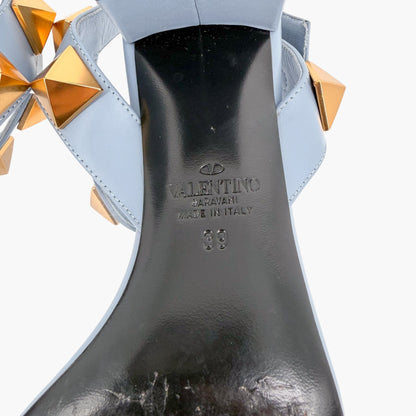 Valentino Garavani Roman Stud Blue Leather Sandals Size 39