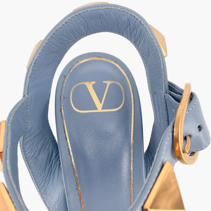 Valentino Garavani Roman Stud Blue Leather Sandals Size 39