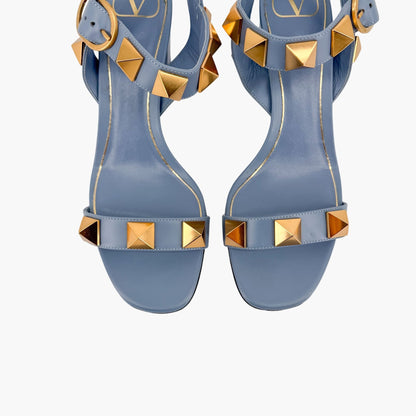 Valentino Garavani Roman Stud Blue Leather Sandals Size 39