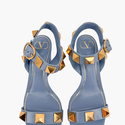 Valentino Garavani Roman Stud Blue Leather Sandals Size 39