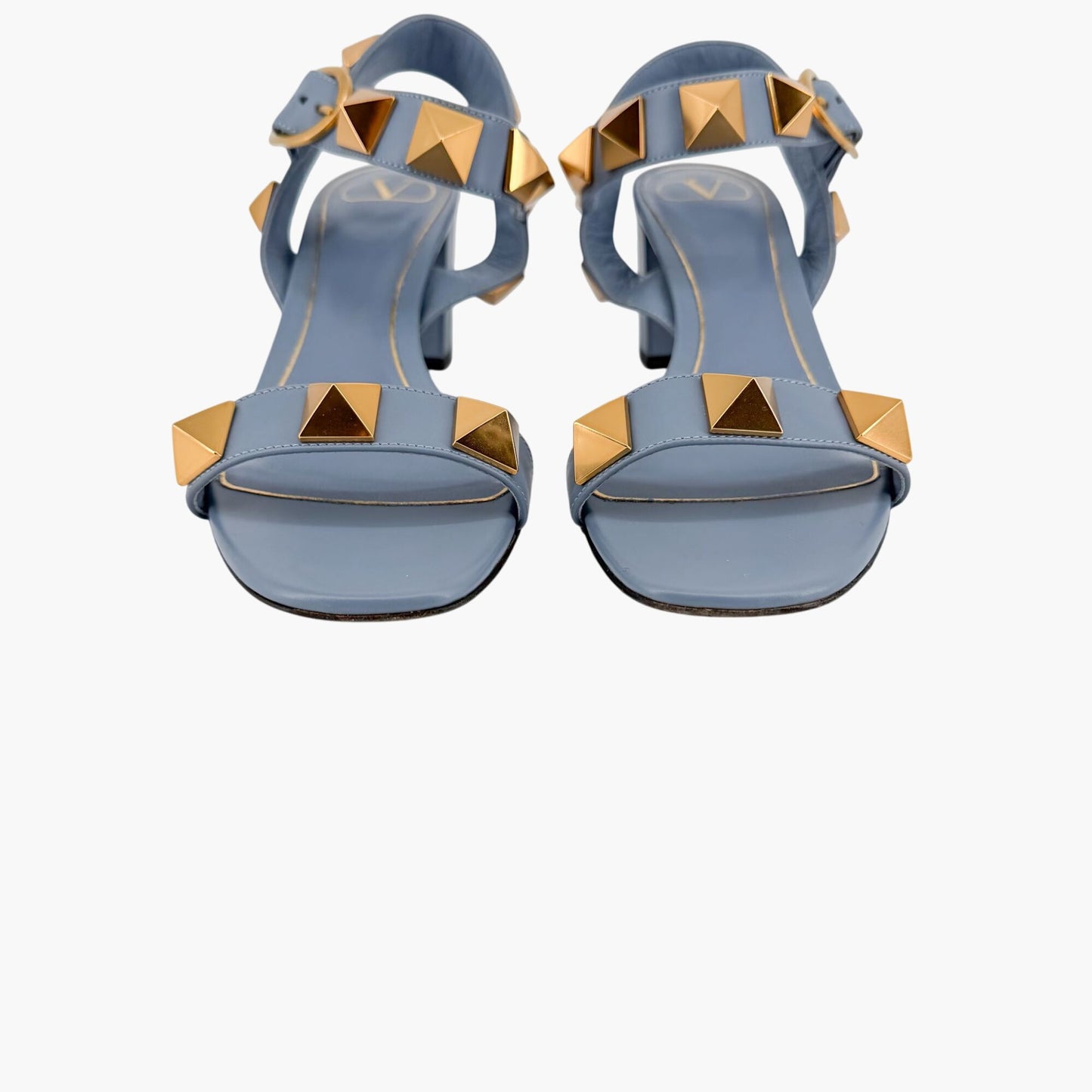 Valentino Garavani Roman Stud Blue Leather Sandals Size 39